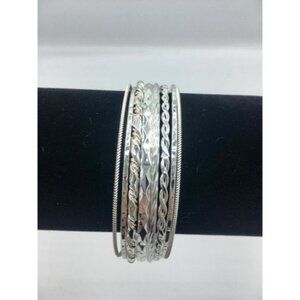 Stacked Diamond Cut Bangle Bracelets